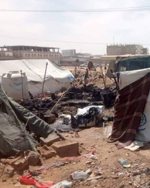 حريق يلتهم مأوى 14 أسرة نازحه في مأرب