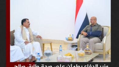 وزير الدفاع يطمئن على صحة طارق صالح ويثمن مواقفه الوطنية