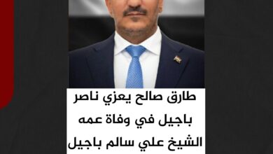 طارق صالح يعزي ناصر باجيل في وفاة عمه الشيخ علي سالم باجيل