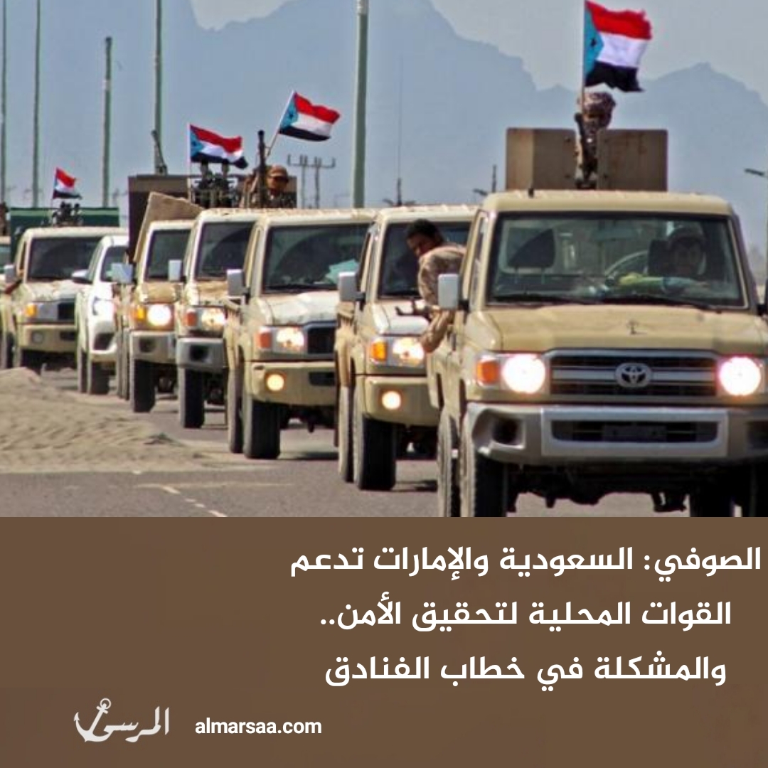 الصوفي: السعودية والإمارات تدعم القوات المحلية لتحقيق الأمن.. والمشكلة في خطاب الفنادق