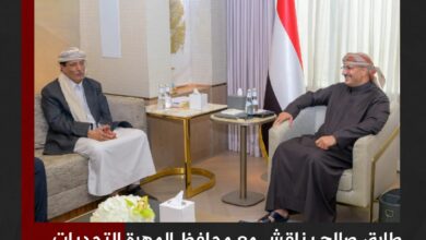 طارق صالح يناقش مع محافظ المهرة التحديات الأمنية والخدمية وجهود تعزيز الاستقرار