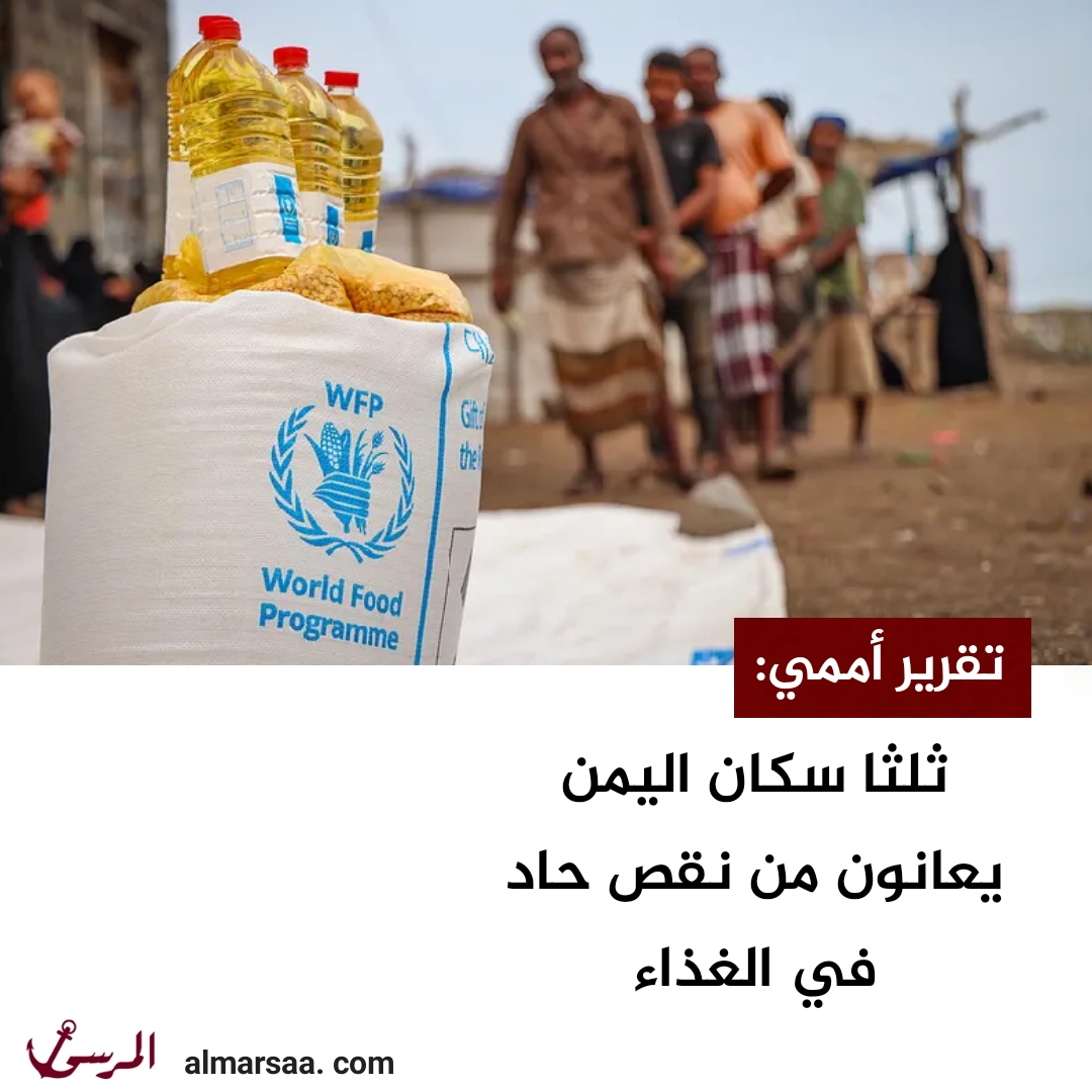 تقرير أممي: ثلثا سكان اليمن يعانون من نقص حاد في الغذاء