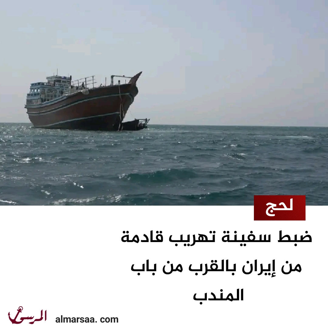 لحج.. ضبط سفينة تهريب قادمة من إيران بالقرب من باب المندب 