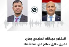 الدكتور عبدالله العليمي يعزي الفريق طارق صالح في استشهاد العميد يحيى الوحيش