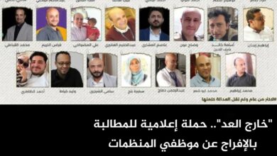 "خارج العد".. حملة إعلامية للمطالبة بالإفراج عن موظفي المنظمات المحتجزين لدى الحوثيين "خارج العد".. حملة إعلامية للمطالبة بالإفراج عن موظفي المنظمات المحتجزين لدى الحوثيين
