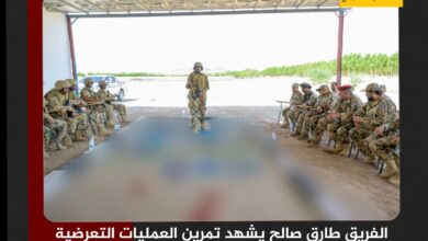 الفريق طارق صالح يشهد تمرين العمليات التعرضية في الفرقة الخامسة بالمقاومة الوطنية