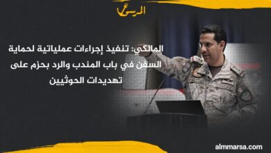 المالكي: تنفيذ إجراءات عملياتية لحماية السفن في باب المندب والرد بحزم على تهديدات الحوثيين المالكي: تنفيذ إجراءات عملياتية لحماية السفن في باب المندب والرد بحزم على تهديدات الحوثيين